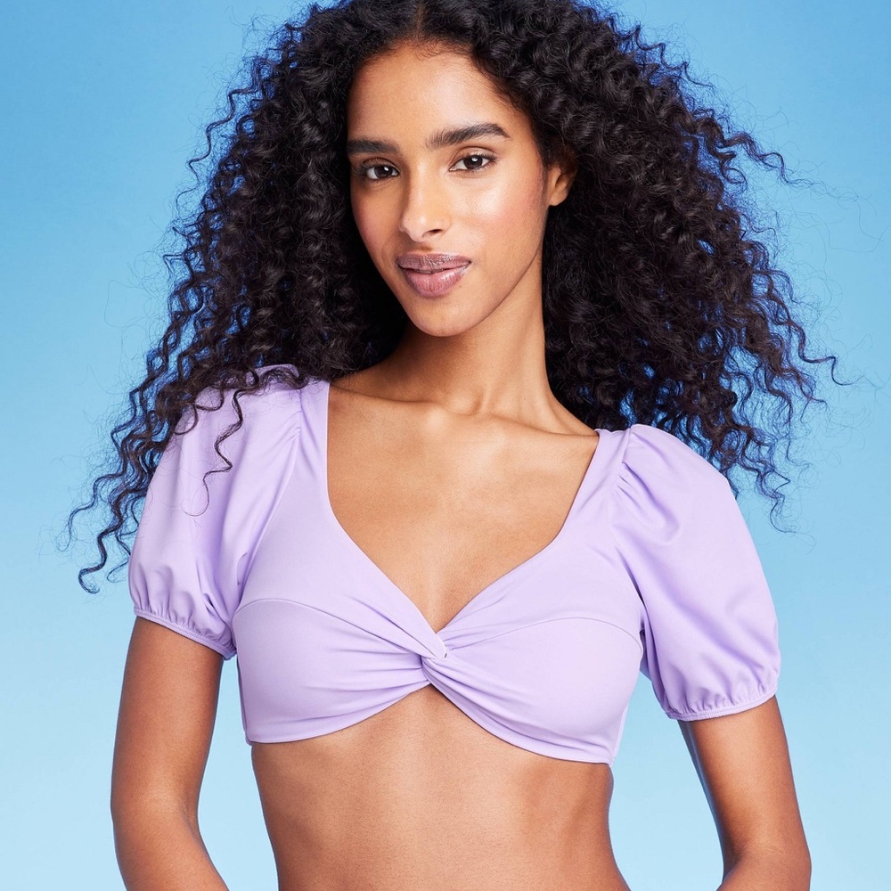Shade & Shore Lilac Twist Front Crop Top
